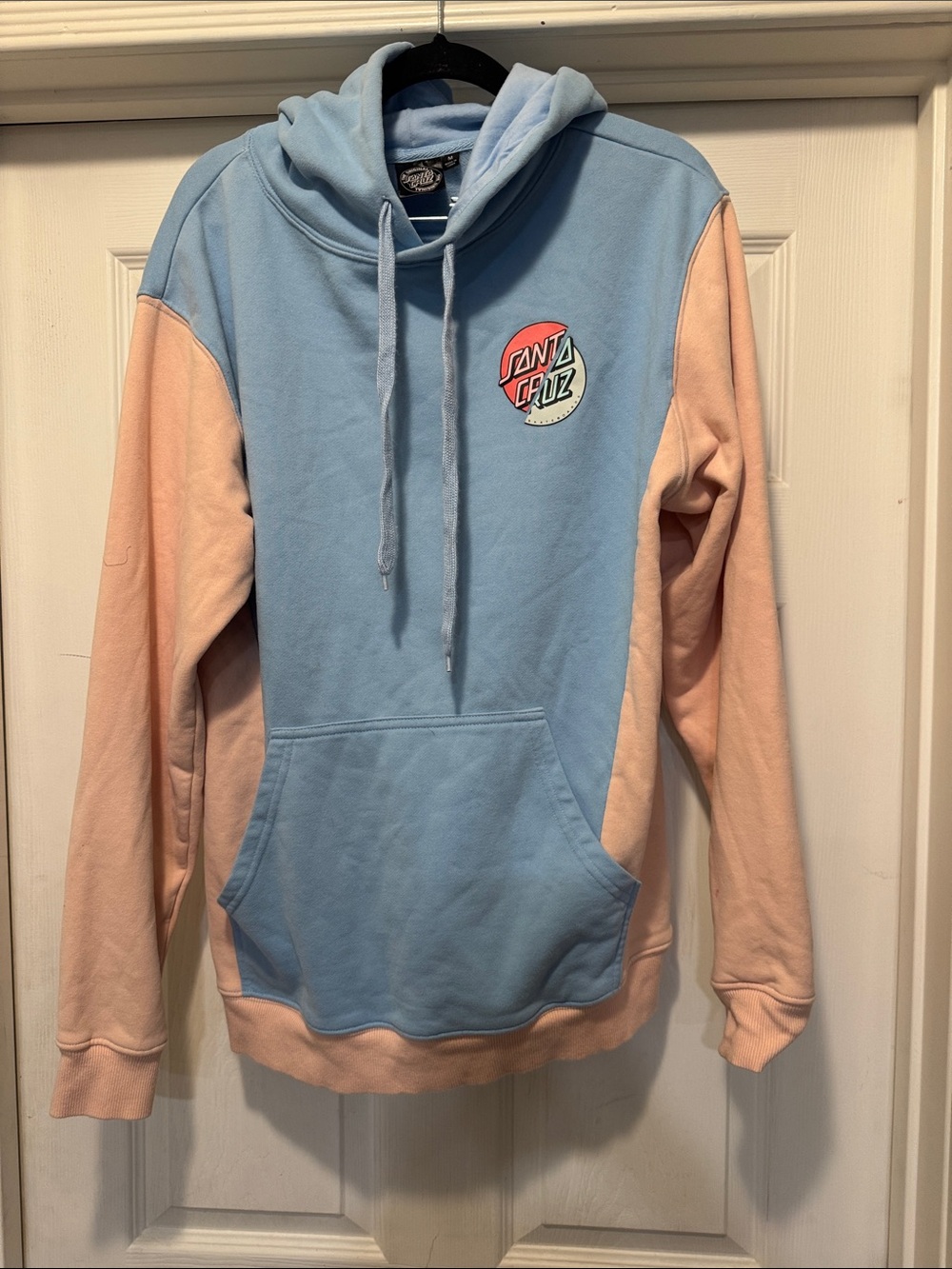 Santa Cruz Skateboards Pastel Blue and Peach Hoodie